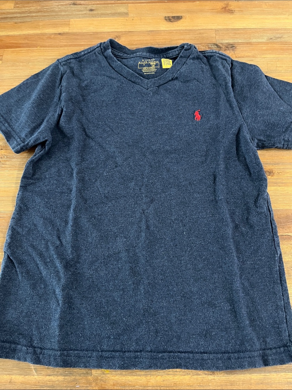 Polo Ralph Lauren Boys Dark Blue V-Neck Tee with Red Pony Size 6